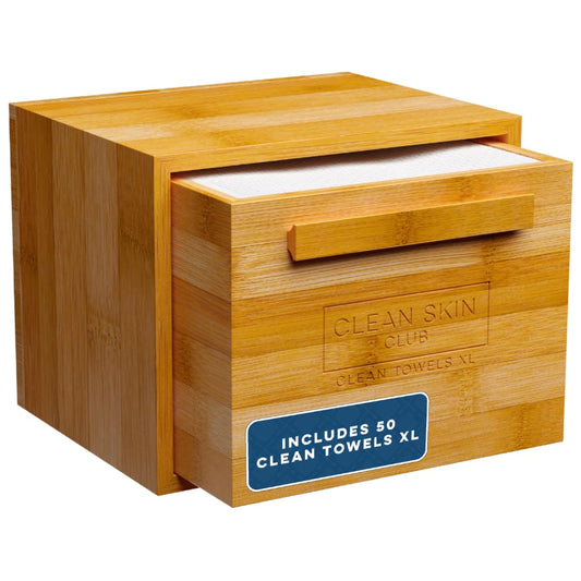 Luxe Bamboo Drawer Box with 50 XL Disposable Facial Towels