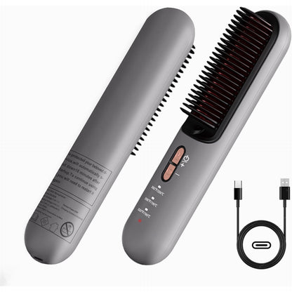 Portable Cordless Negative Ion Hair Straightener Brush with USB‑C Rechargeable Battery