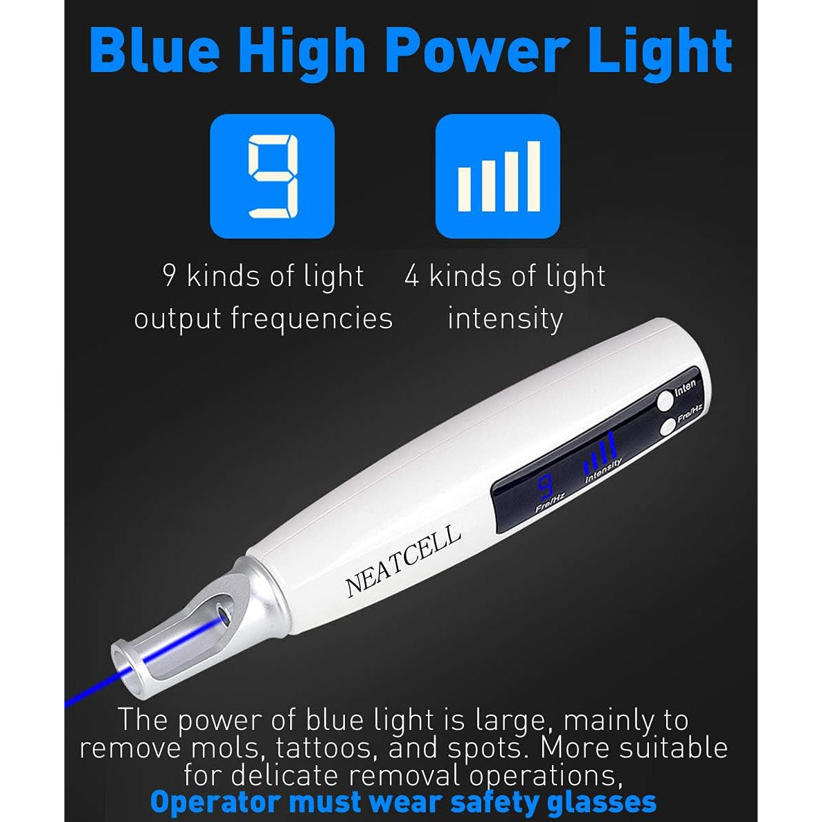 NEATCELL Rechargeable Blue Light Pen with Dual Glasses Set