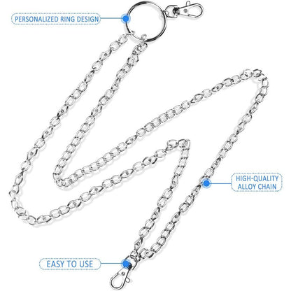 Chudian Double Layer Silver Jean Chains: Punk Gothic Metal Trouser Accessory