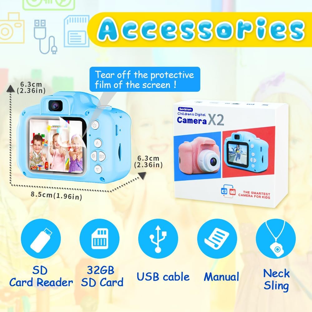 Kids Dual-Action Selfie Camera – HD 1080P Video, 32GB SD, Shockproof – AngLink