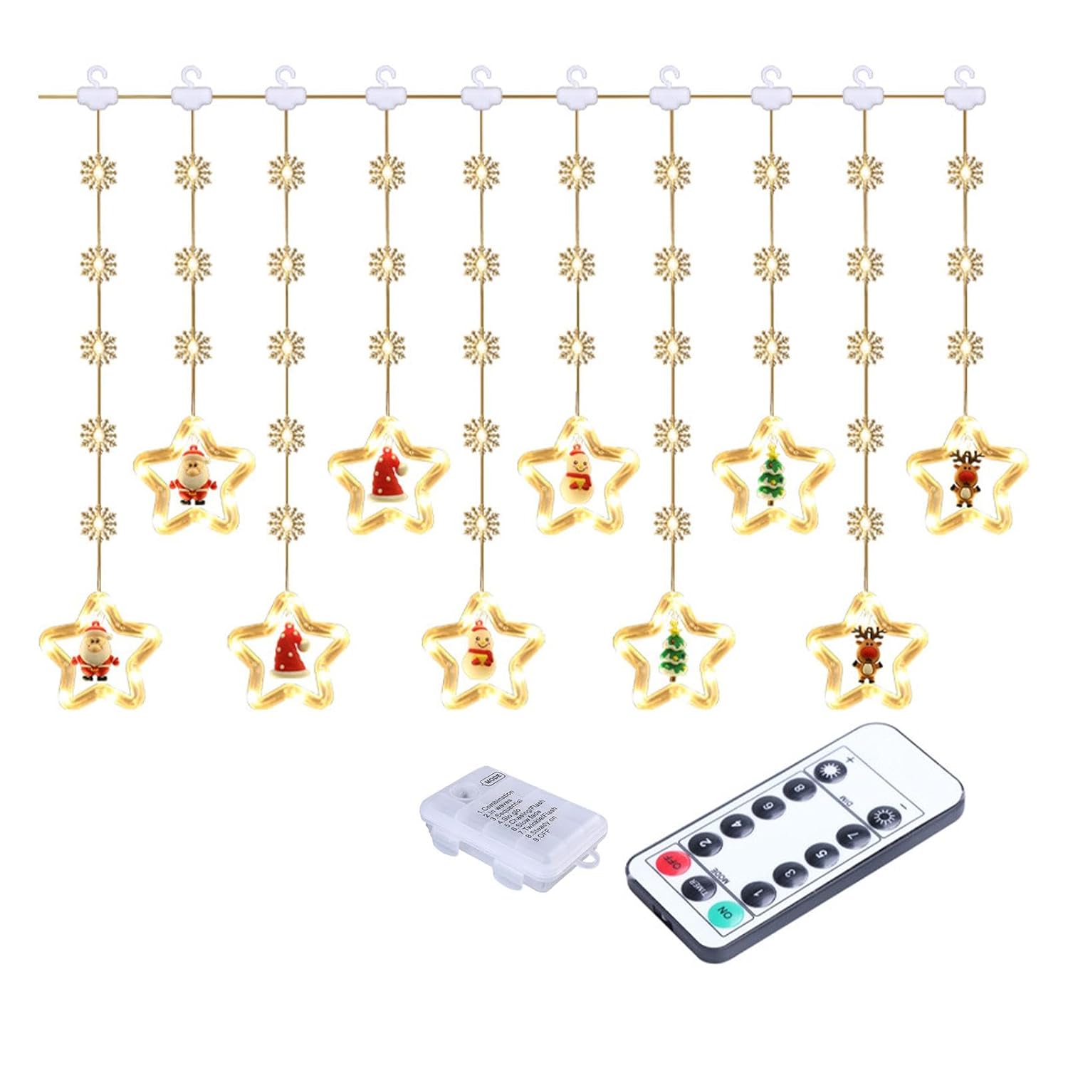 CALANDIS Christmas String Lights 10 LED Acrylic Pendants 3 m Warm White