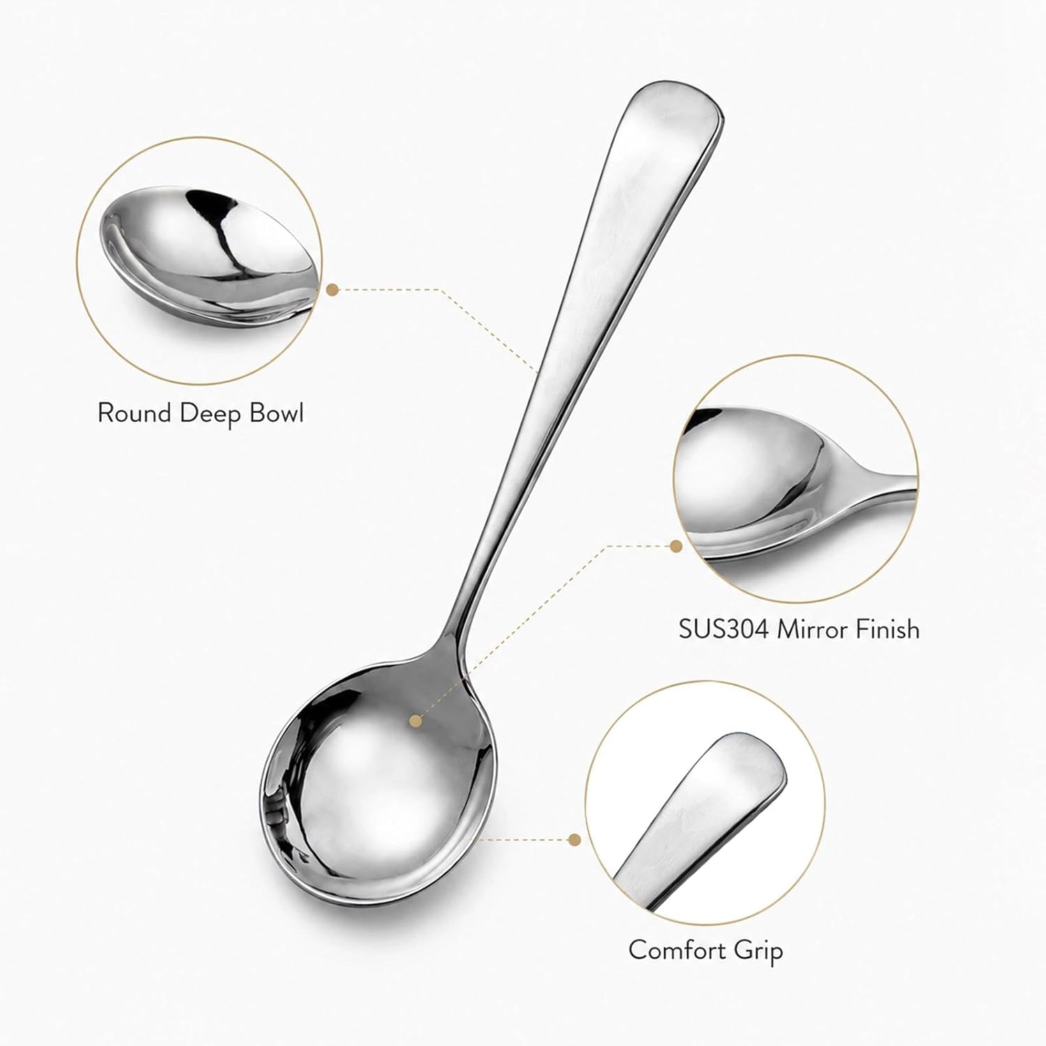 IMEEA Stainless Steel Dessert Spoons 4 Pack 6 Inch