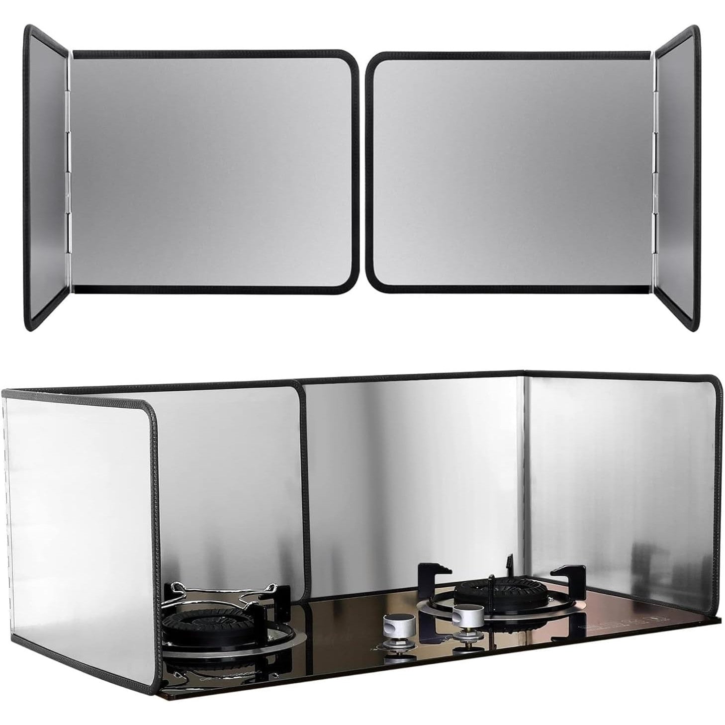 SXKJQER Stainless Steel Foldable Splash Guard 2-Piece Set