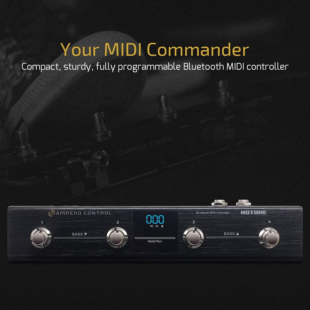 HOTONE Ampero Control Bluetooth MIDI Foot Controller – 4 Programmable Switches