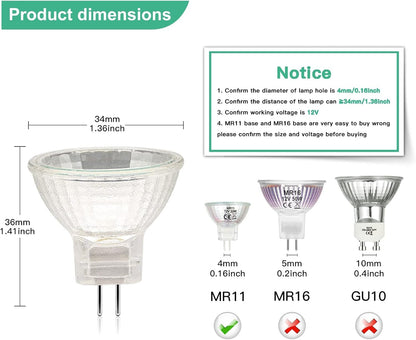 Simusi GU4 MR11 12V 20W Halogen Spot Light – 12 Pack Warm White