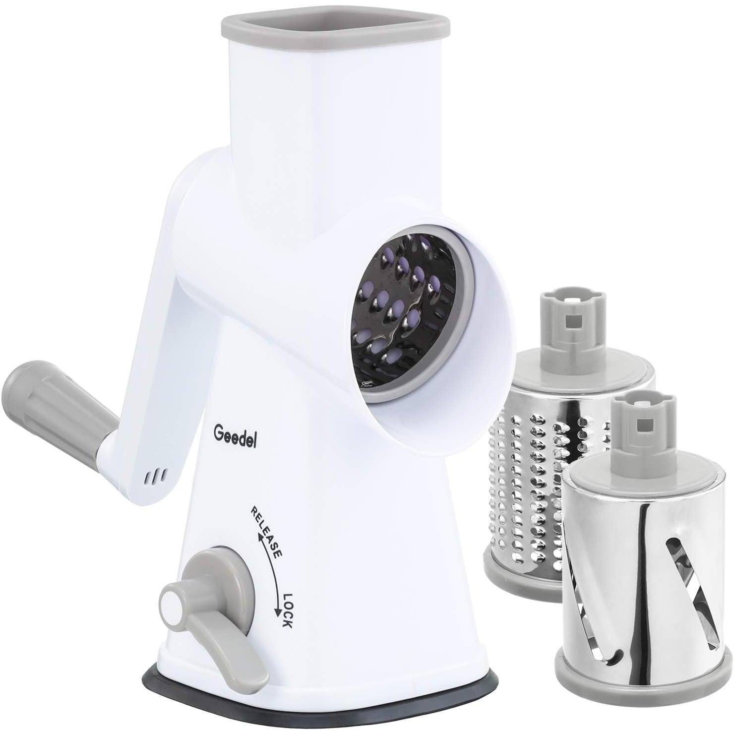 Rotary Cheese Grater with 3 Detachable Drum Blades, Dishwasher Safe