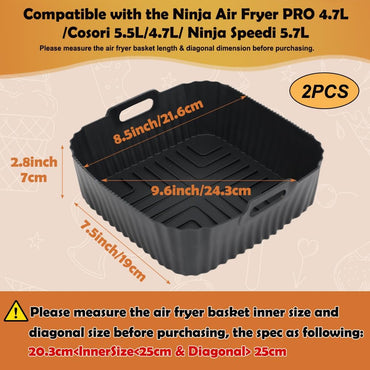 BYKITCHEN Airfryer Silicone Mould 4.7L Black