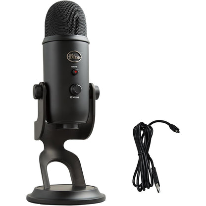 Blue Yeti Blackout USB Microphone: Studio Quality Recording and Streaming