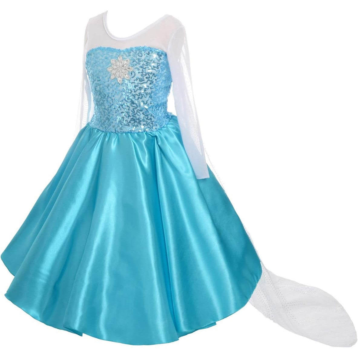 Lito Angels Blue Princess Dress with Sparkling Cape for Girls
