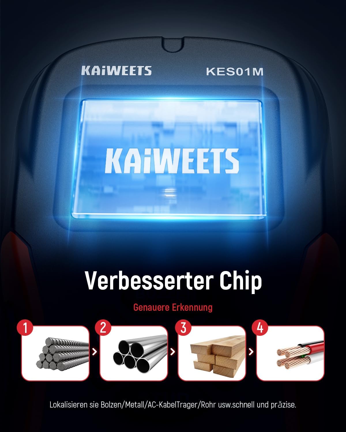 KAIWEETS KES01M 6-in-1 Wall Scanner: Multi-functional Stud, Metal, AC Wire Detector
