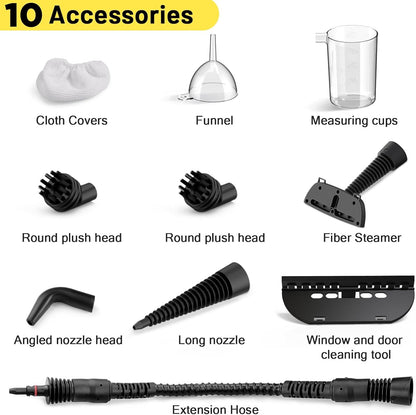 AKPIAN Handheld Pressurized Steam Cleaner with 10-Accessory Set