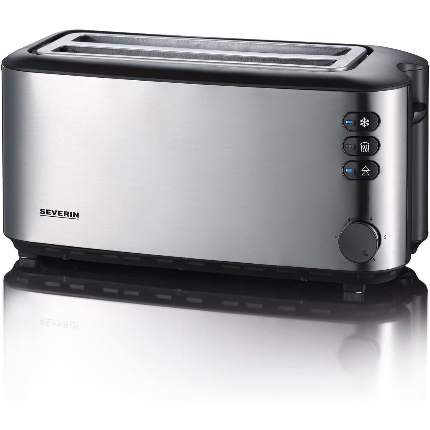 Severin 2509 Automatic 4‑Slice Long Slot Stainless Steel Toaster Silver