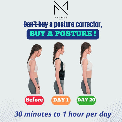 Np'Med Correctow Posture Corrector Back Support Black L