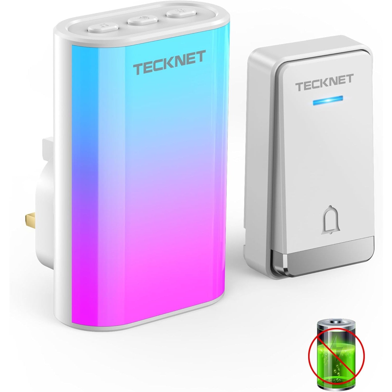 TECKNET Wireless Doorbell: Self-Powered, IP65 Waterproof, Long Range, 60 Chimes