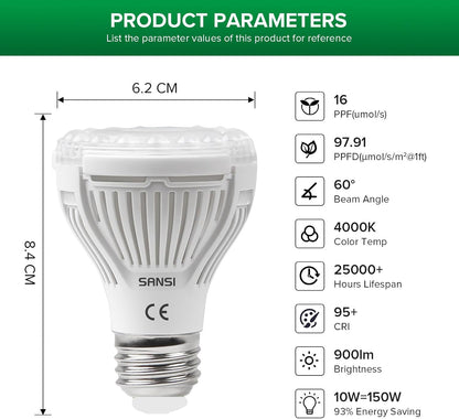 SANSI C23ZW003-V0010A27 LED Grow Light Bulb E27 10W