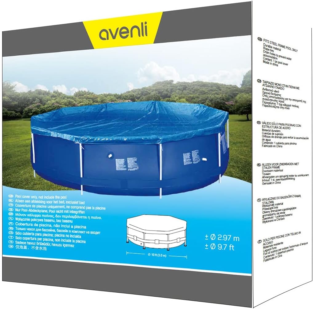 Avenli 300cm Round Pool Cover Tarpaulin with Drainage Holes