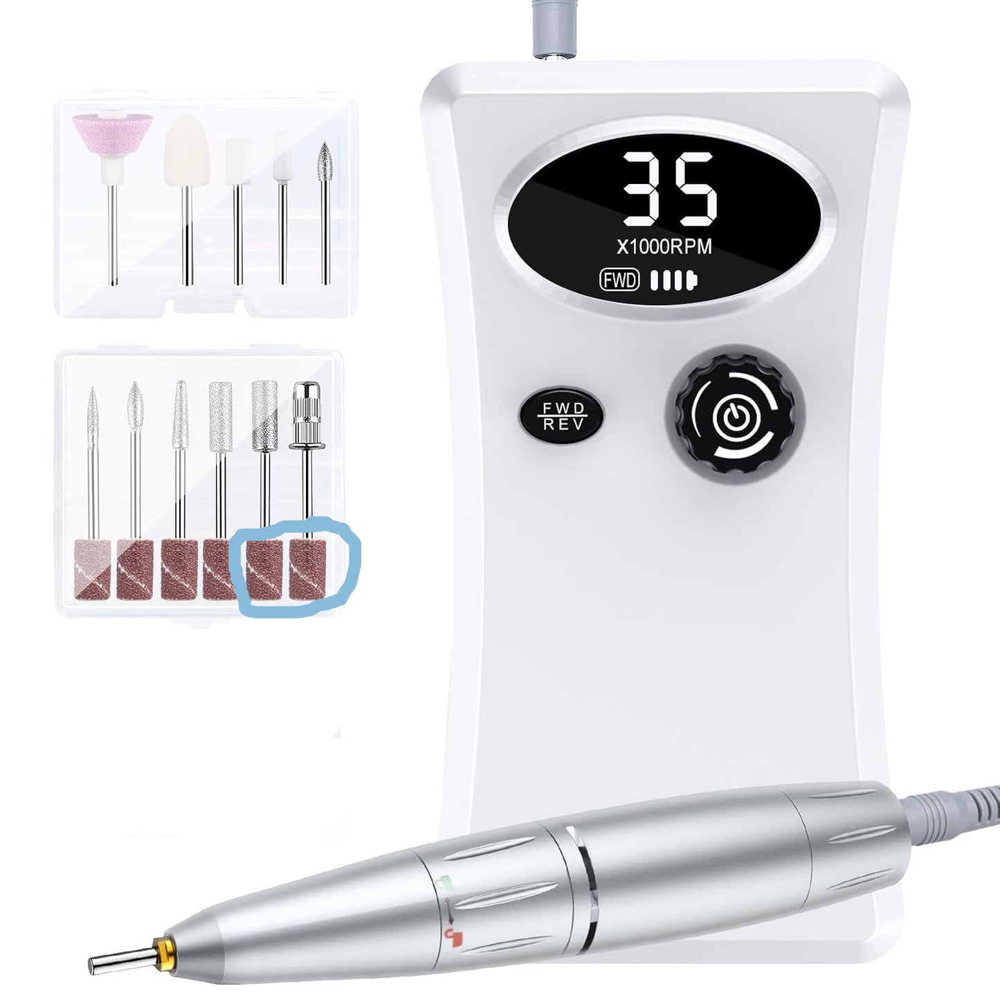 Cadrim Portable Nail Drill Cordless Rechargeable Electric Nail File Set