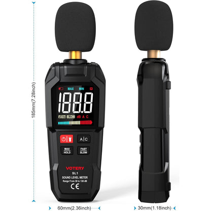 Votery Portable Digital Decibel Meter 30-130 dB A/C Weighted