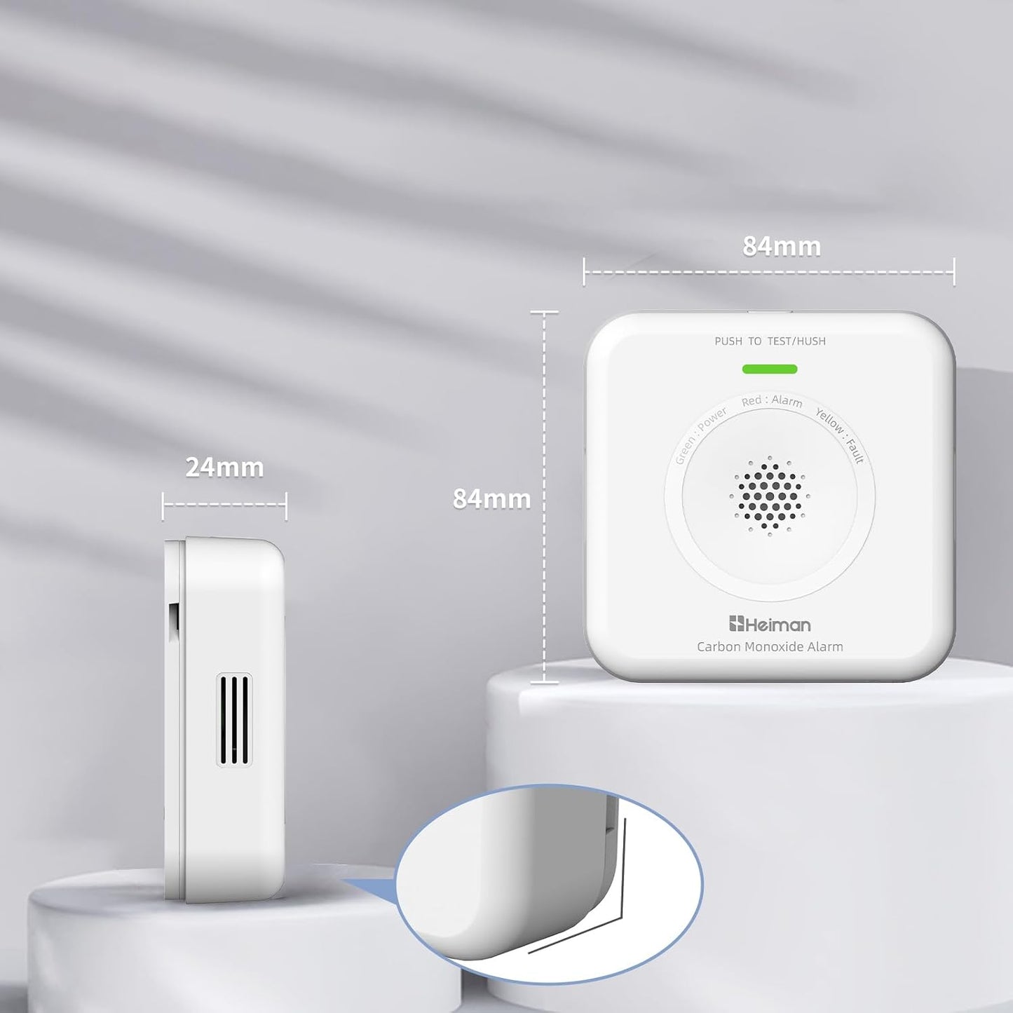 HEIMAN WS-725ES Wi-Fi Carbon Monoxide Detector 10-Year Service Life EN50291 Smart CO Alarm with Tuya & SmartLife App Portable