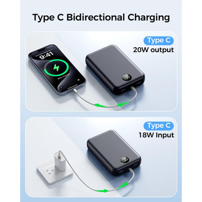 Black 27000mAh Fast Charging USB-C Power Bank with 22.5W Output