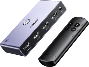 UGREEN HDMI 2.1 Switch Aluminum Ultra HD 8K@60Hz 3-in-1 Out HDMI Splitter with Remote