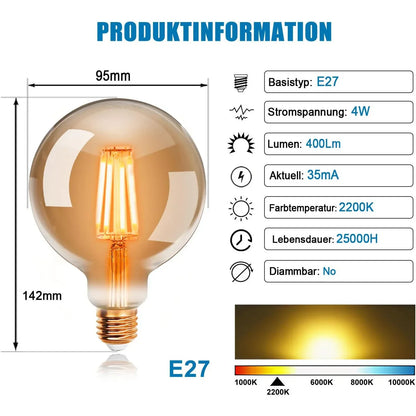 ExtraStar Vintage Edison LED Filament Bulb G95 4W Warm White - Gomix Brands Outlet