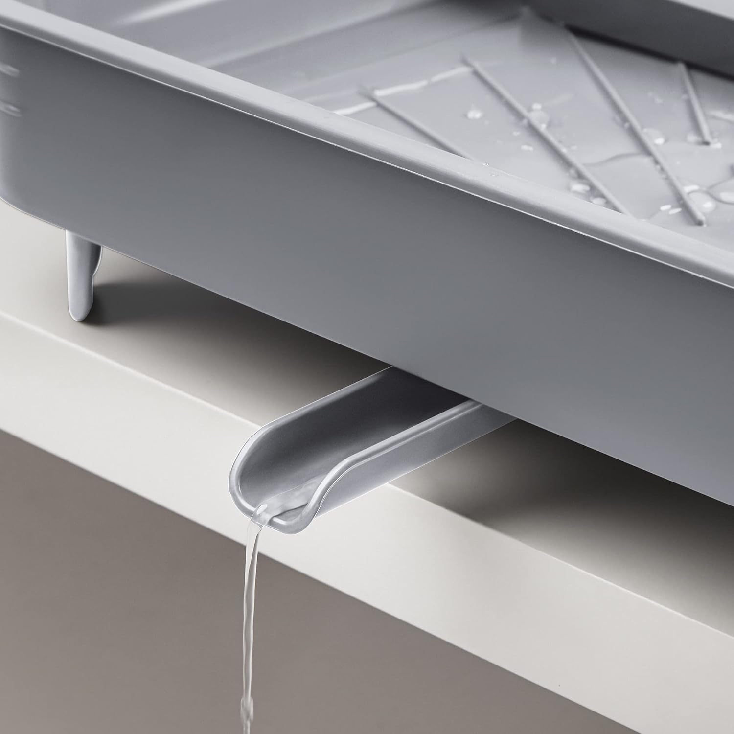 Rayen Grey Extendable Dish Drainer with Adjustable Nozzle, 36x51 cm