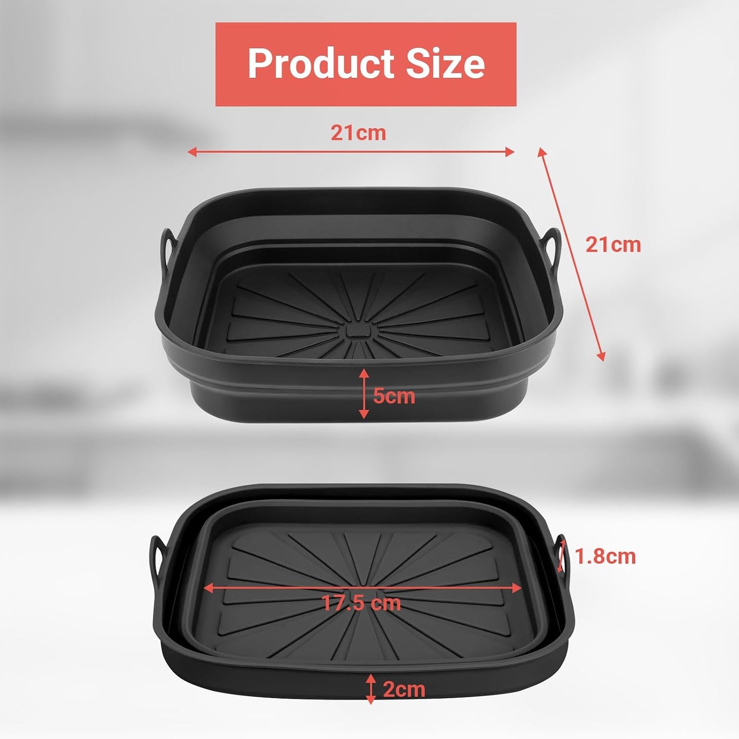 Alyvisun Silicone Air Fryer Liner Set 2-Piece 21 cm Reusable Foldable