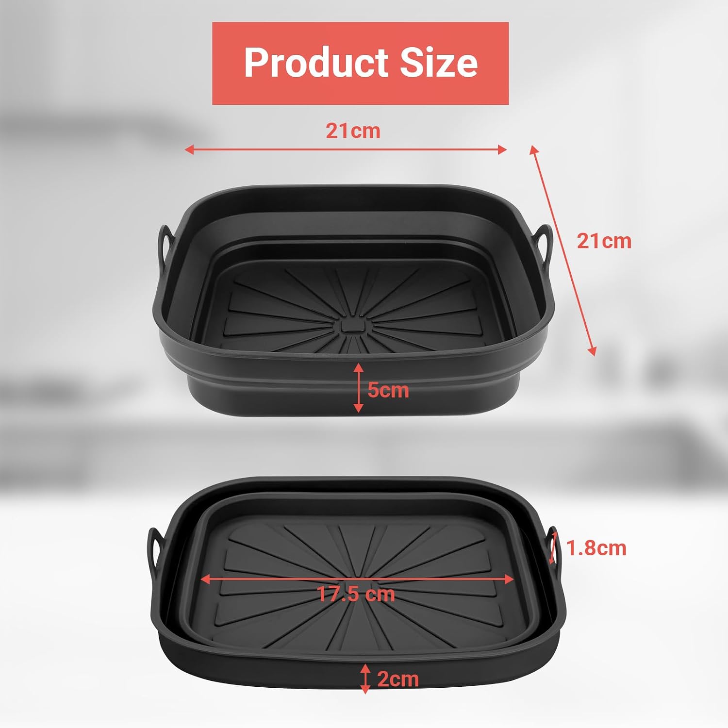 Alyvisun Silicone Air Fryer Liner Set 2-Piece 21 cm Reusable Foldable