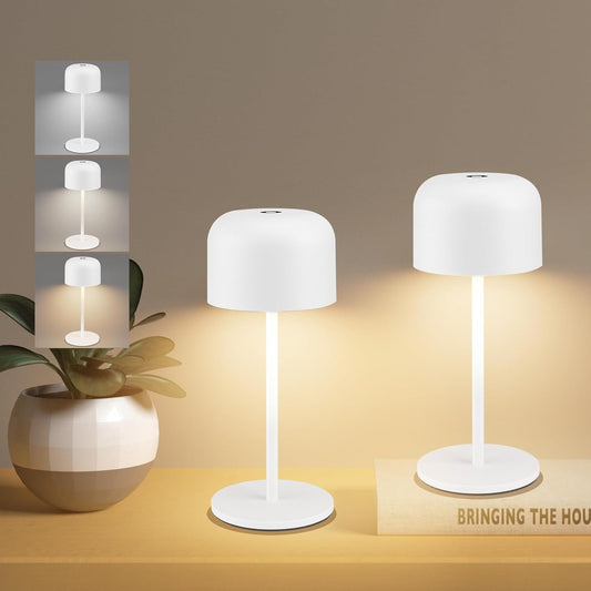 Klighten 2‑Pack Dimmable Wireless Table Lamp, Waterproof, USB‑C