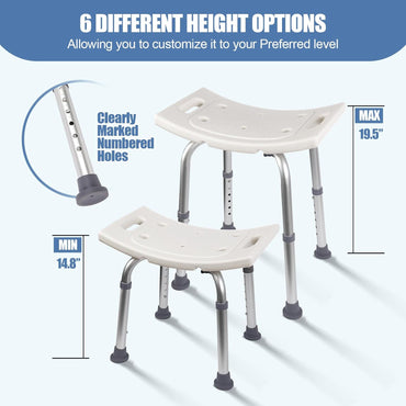 Ez2Care Adjustable Non-Slip Shower Chair with Suction Feet - 300lb Capacity