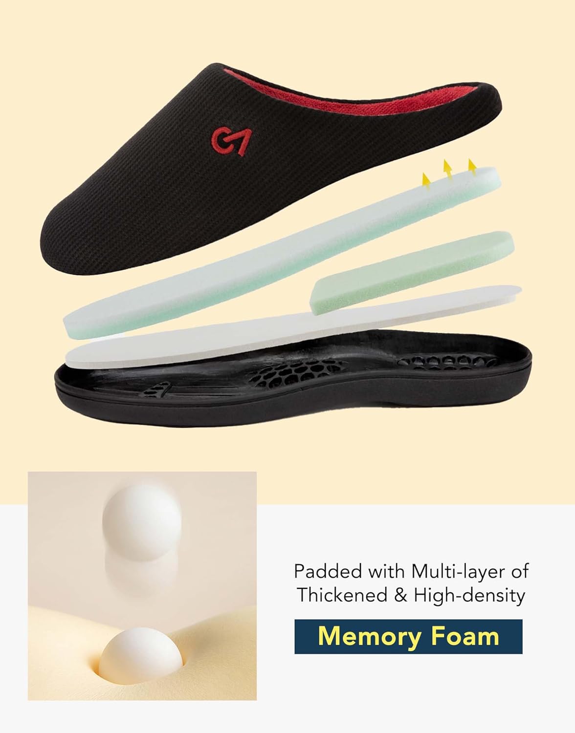 VeraCosy Two-Tone Memory Foam Men's Comfortable Indoor Outdoor Slippers