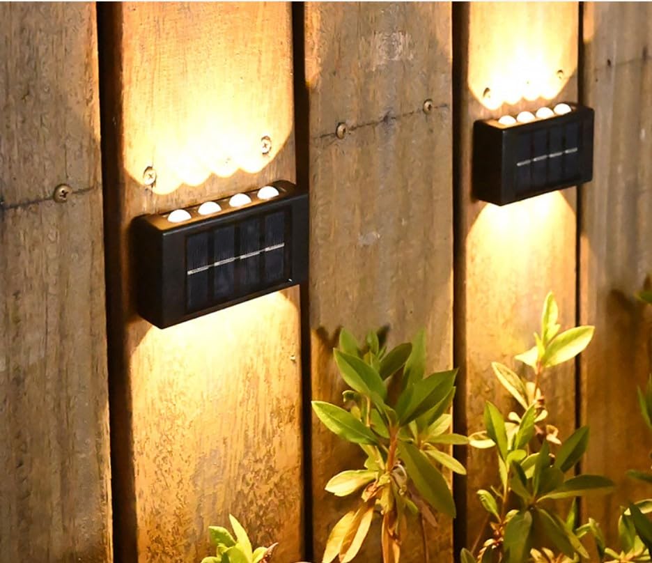 Warm Yellow 8-LED Solar Wall Light for Outdoor Porches