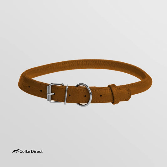 Durable Rolled Leather Dog Collar for Small, Medium, and Large Breeds