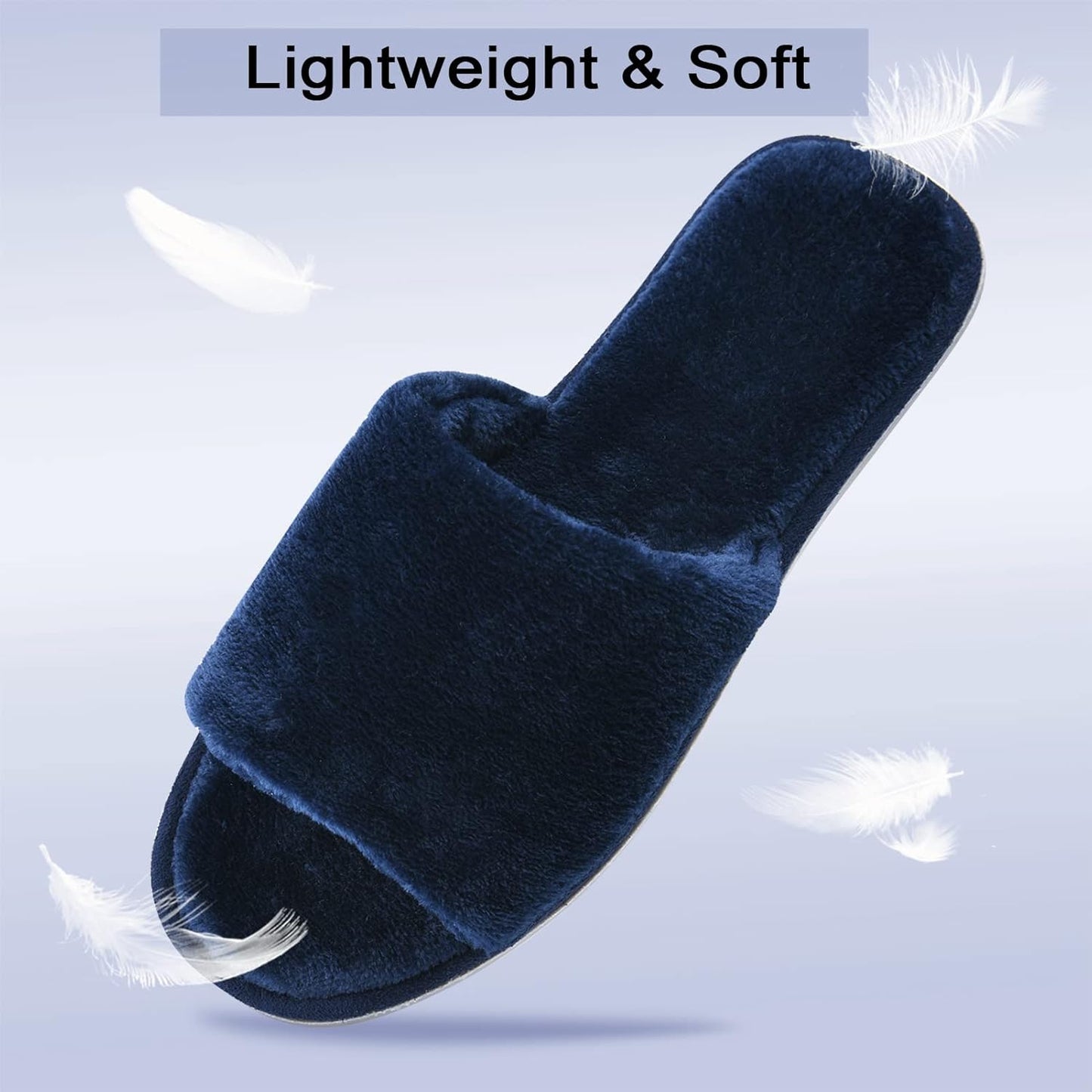 DL Women's Open Toe Memory Foam Flannel Slippers