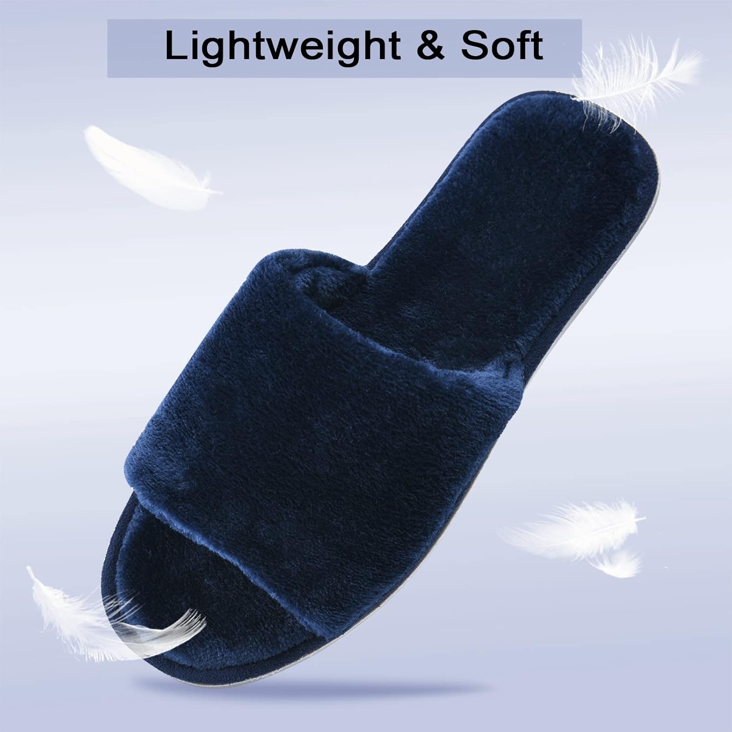 DL Women's Open Toe Memory Foam Flannel Slippers