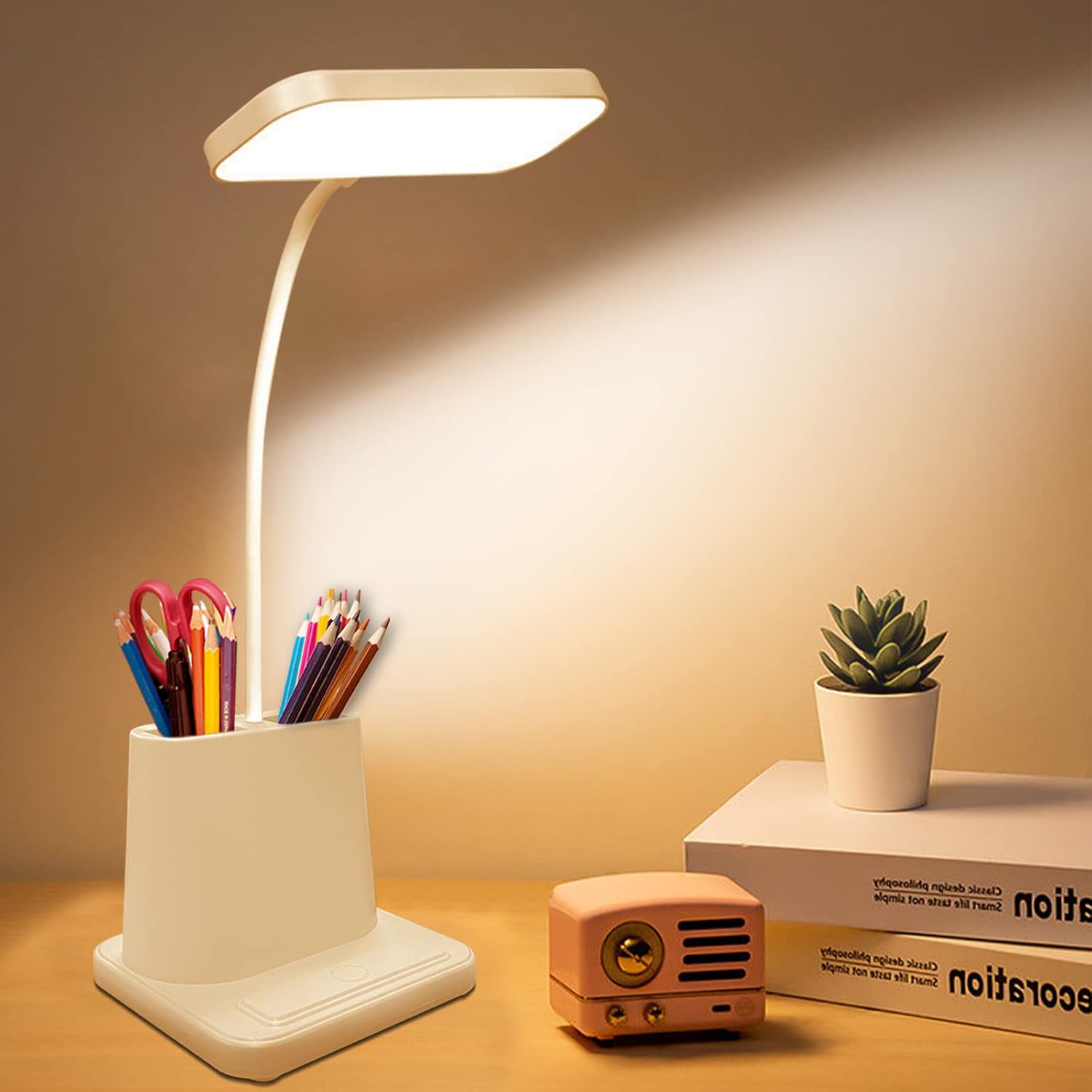 Tihokile LED Dimmable Desk Lamp with Eye Protection and USB
