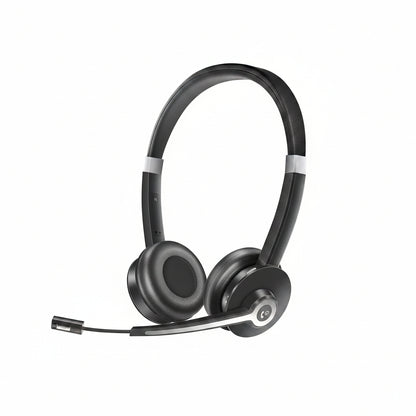 YUWAKAYI Bluetooth Headset V5.0 Noise Canceling Mic Mute 26H Battery Over-Ear Wireless Headphone for Laptop Cell Phone Tablet Call Center Office Black