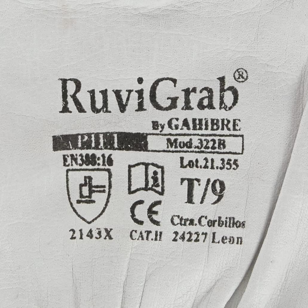 Ruvigrab Natural Grain Leather Grey Men's Gloves Size 8