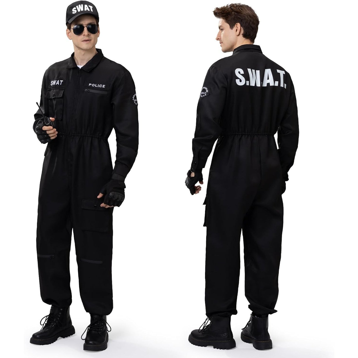 Ulikey Men's Tactical SWAT Jumpsuit with Cap, Sunglasses, Gloves