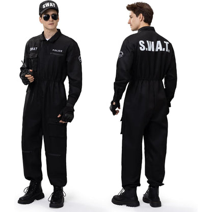 Ulikey Men's Tactical SWAT Jumpsuit with Cap, Sunglasses, Gloves