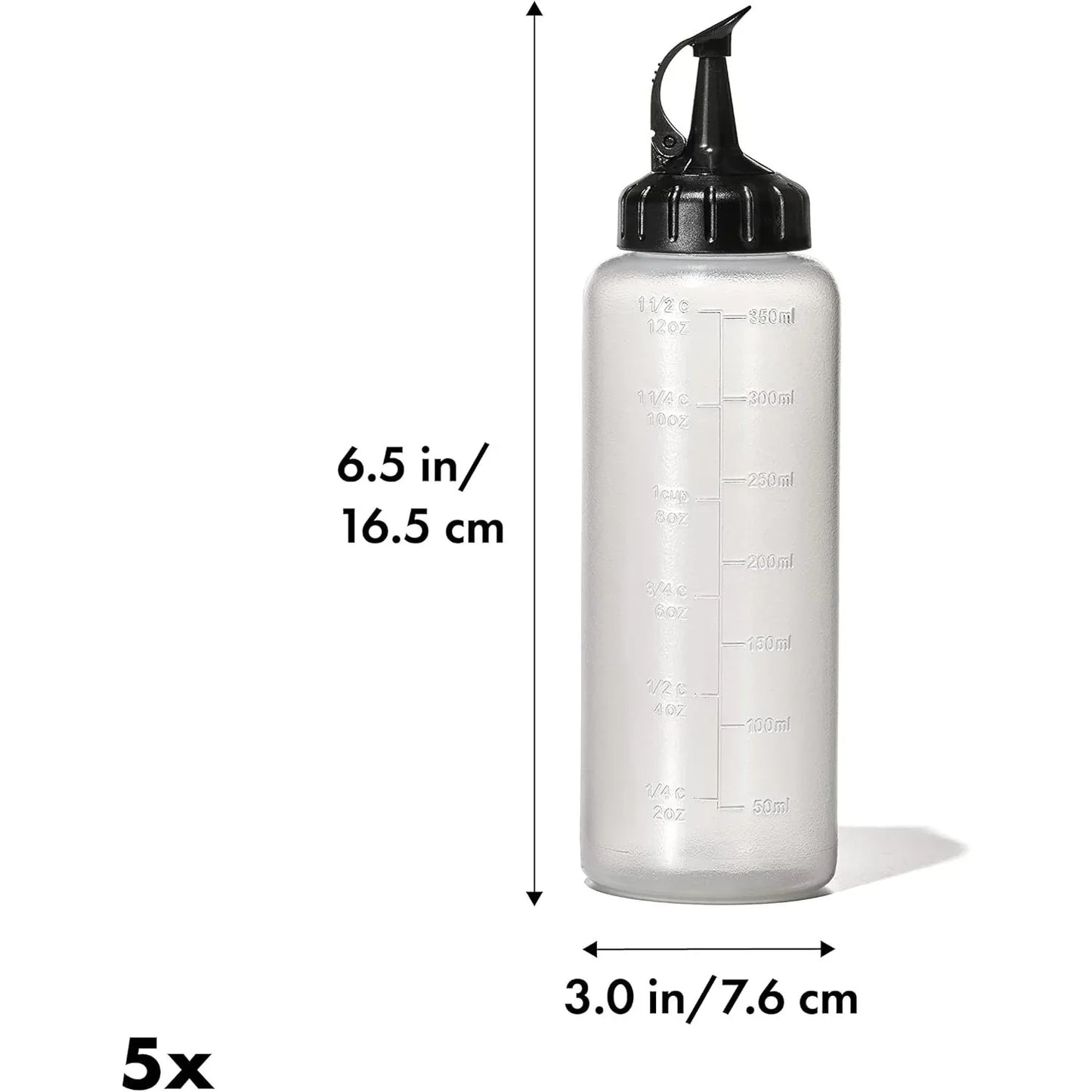 OXO Good Grips Chef’s Squeeze Bottles – 5-Pack, Clear/Black, 12oz - Gomix Brands Outlet