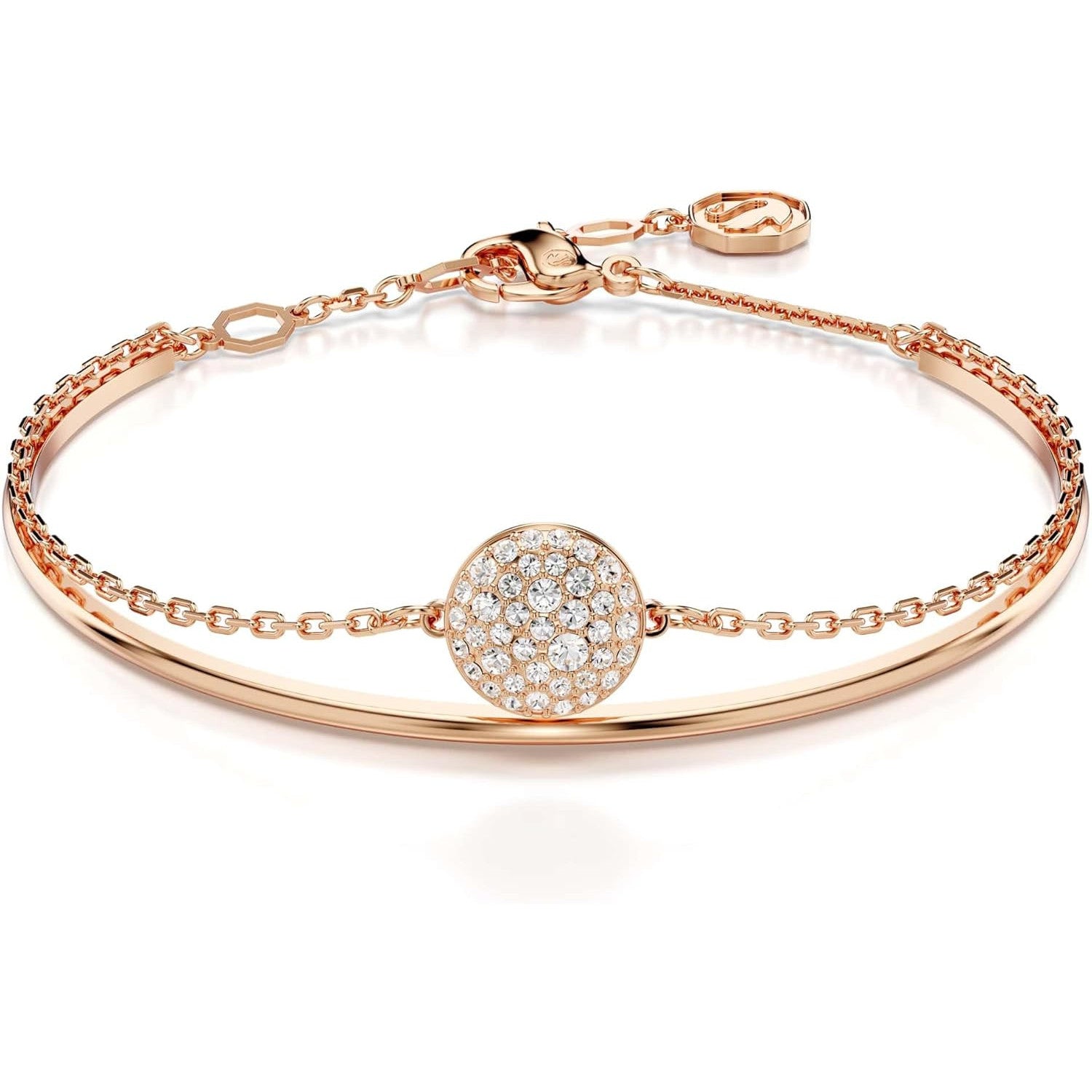 Swarovski Meteora Rose Gold Bangle Bracelet with Crystal Detailing