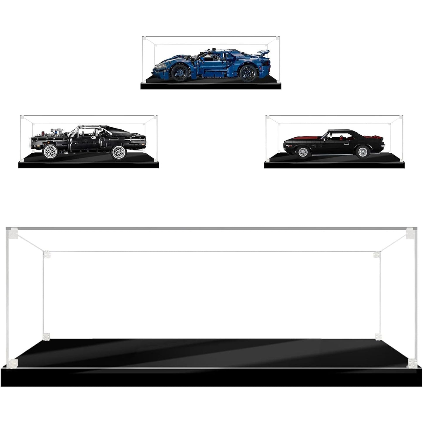 iCUANUTY Clear Acrylic Display Case for Lego Technic and 1:12 Scale Model Cars