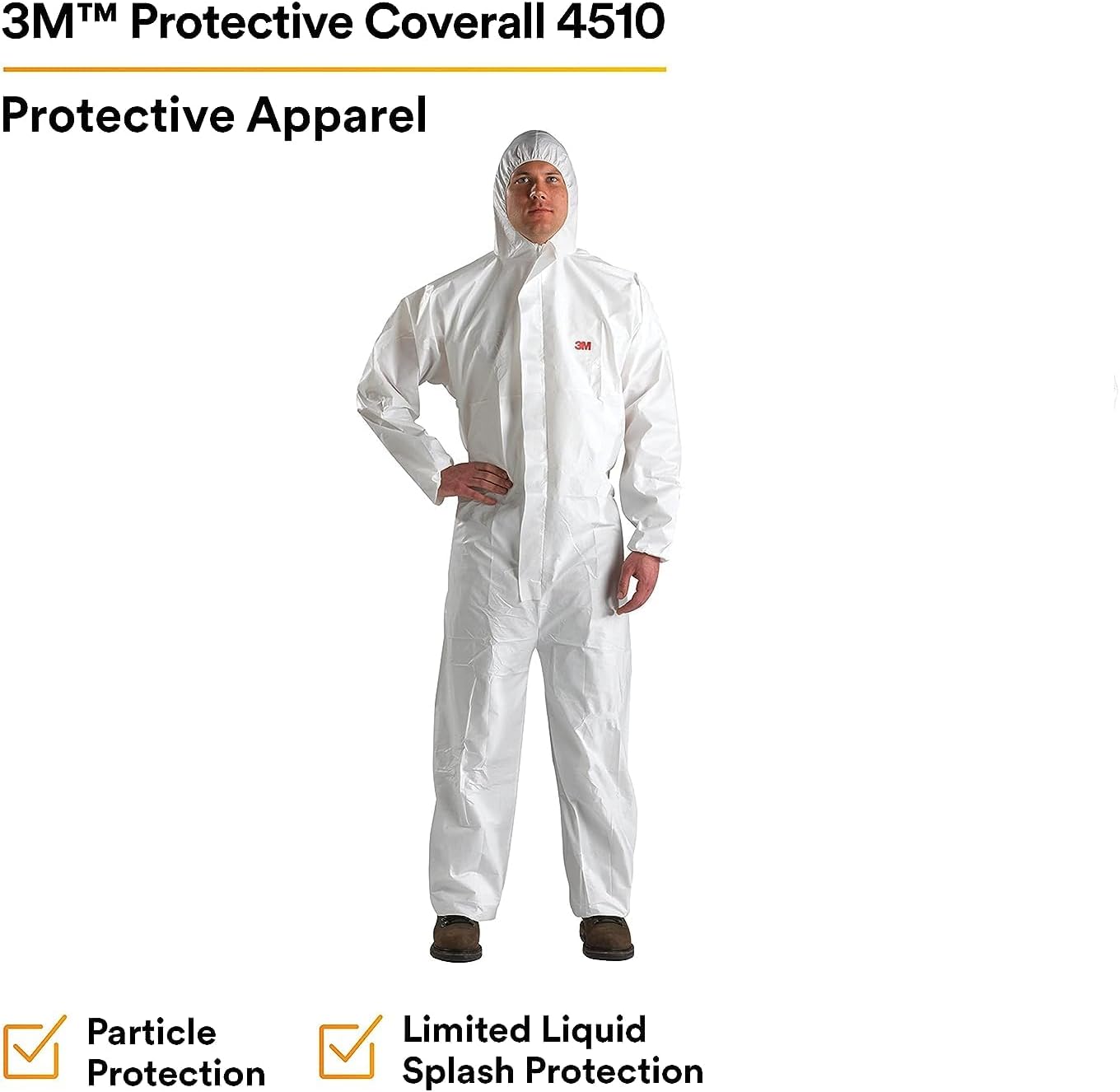 3M Disposable Protective Coverall 4510-XL: White, Type 5/6 Protection, 20-Pack