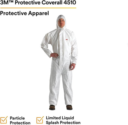 3M Disposable Protective Coverall 4510-XL: White, Type 5/6 Protection, 20-Pack