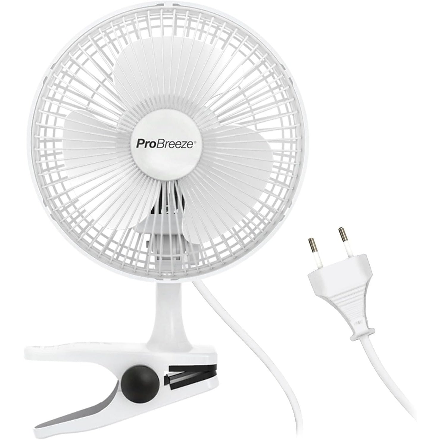 Pro Breeze Mini Fan with Clip, Very Quiet, 20 cm Diameter, 2 Speed Settings, Ideal as Table Fan