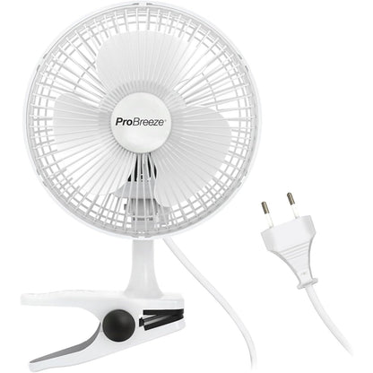 Pro Breeze Mini Fan with Clip, Very Quiet, 20 cm Diameter, 2 Speed Settings, Ideal as Table Fan