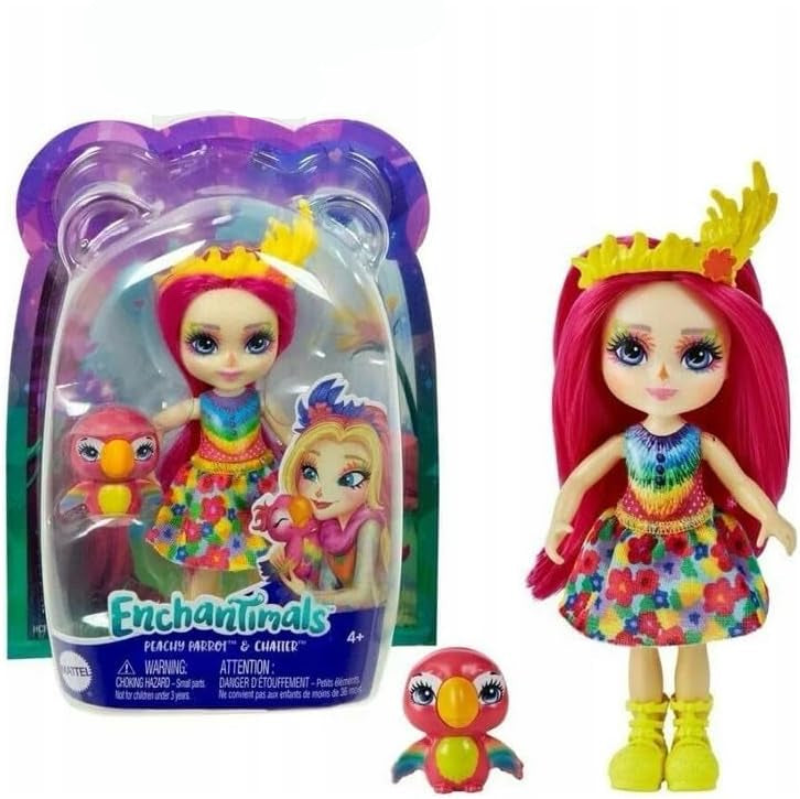 Enchantimals Peachy Parrot Doll 4in with Chatter Pet